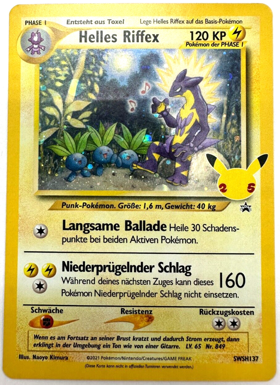 Pokemon Card TCG Bright Riffex SWSH137 Promo Celebrations Holo Rare NM German
