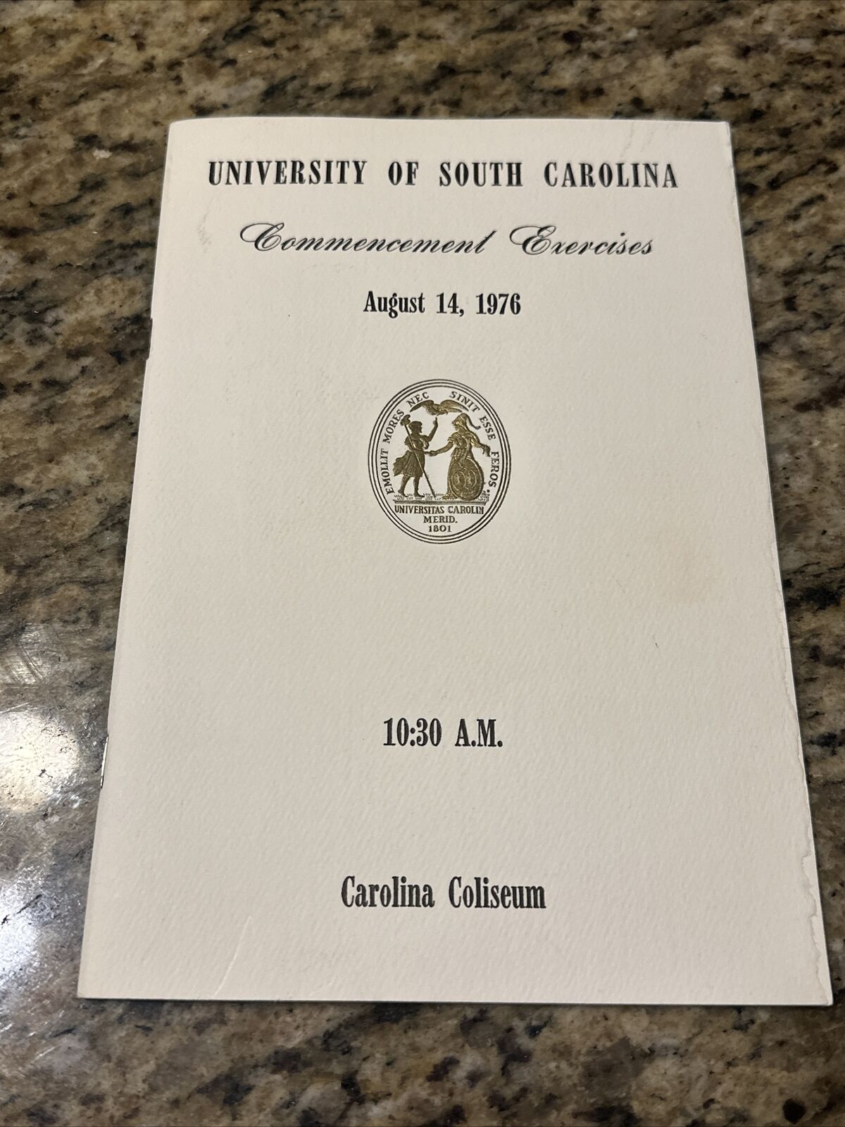 1976 University of South Carolina Commencement Exercises Graduation Program