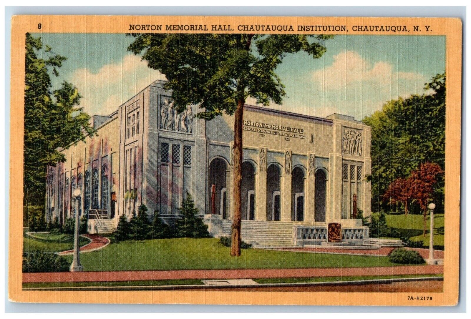 Chautauqua New York NY Postcard Norton Memorial Hall Chautauqua Institution 1940