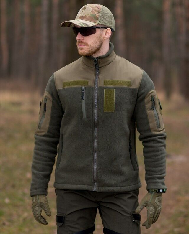 Tactical Fleece Jacket Khaki L, Military Fleece with Zip, Men's Jacket new