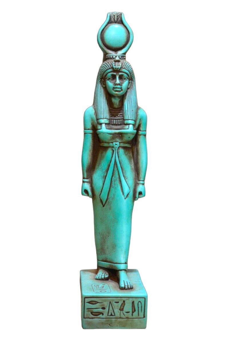 RARE ANTIQUE ANCIENT EGYPTIAN Statue Heavy Stone Goddess Isis Magic Hieroglyphic