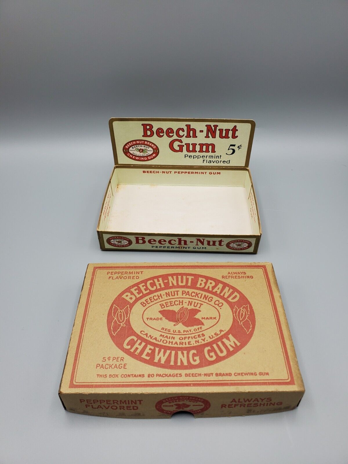 Vintage 1930s Beech-Nut Brand Chewing Gum Box - RARE Exceptional 1938 Antique 