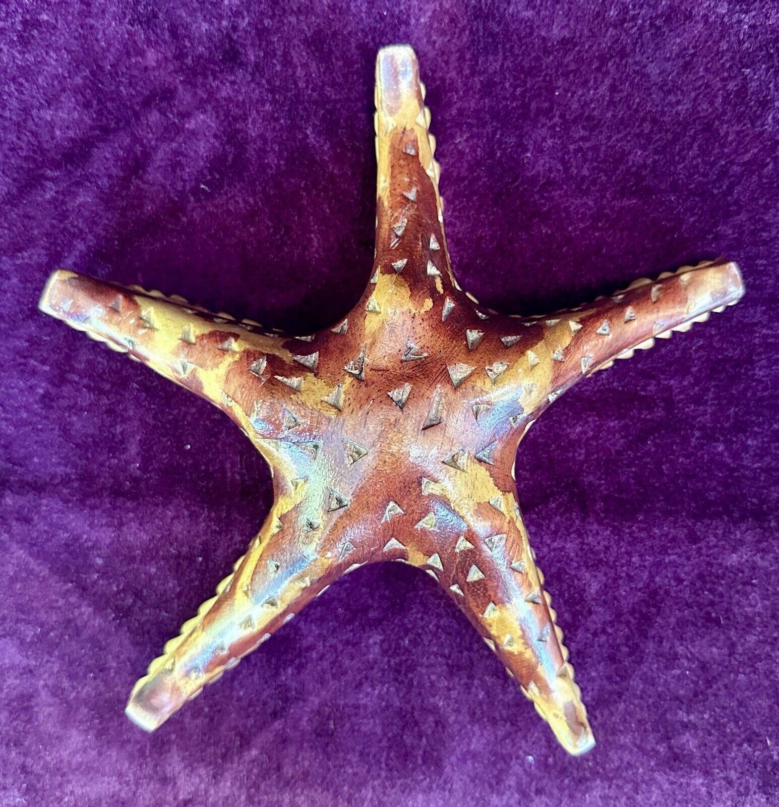 Hand Carved Wood Starfish Figurine Sculpture 7 1/2 inch