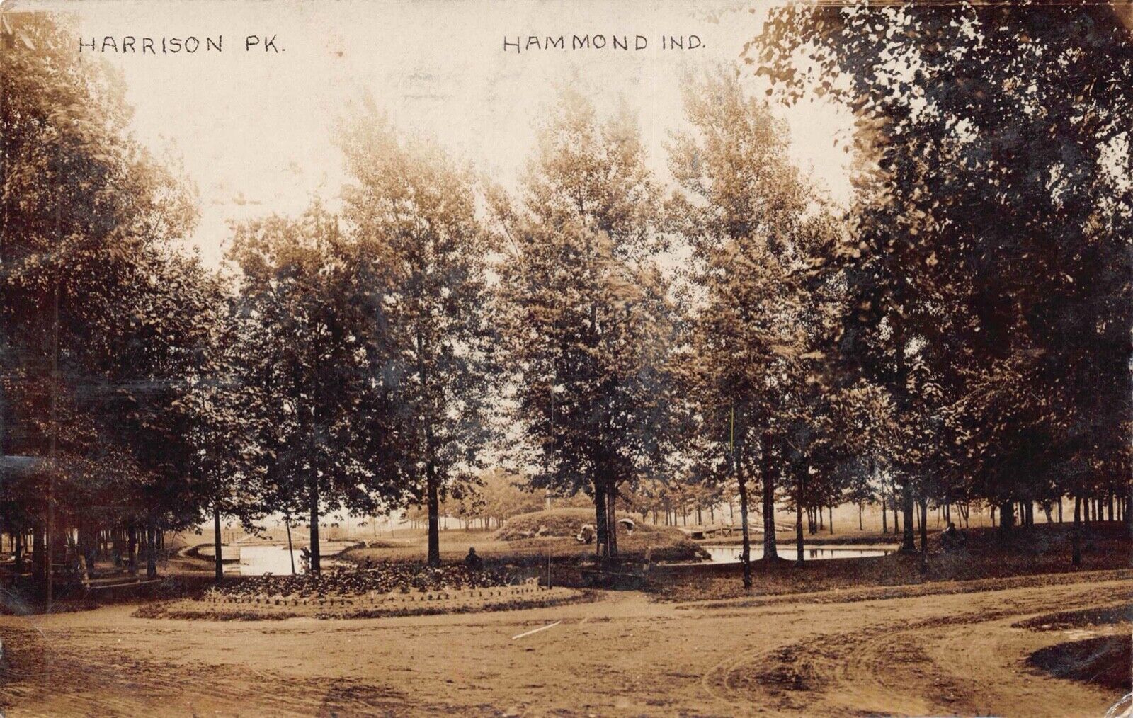 Real Photo Postcard Harrison Park in Hammond, Indiana~130734