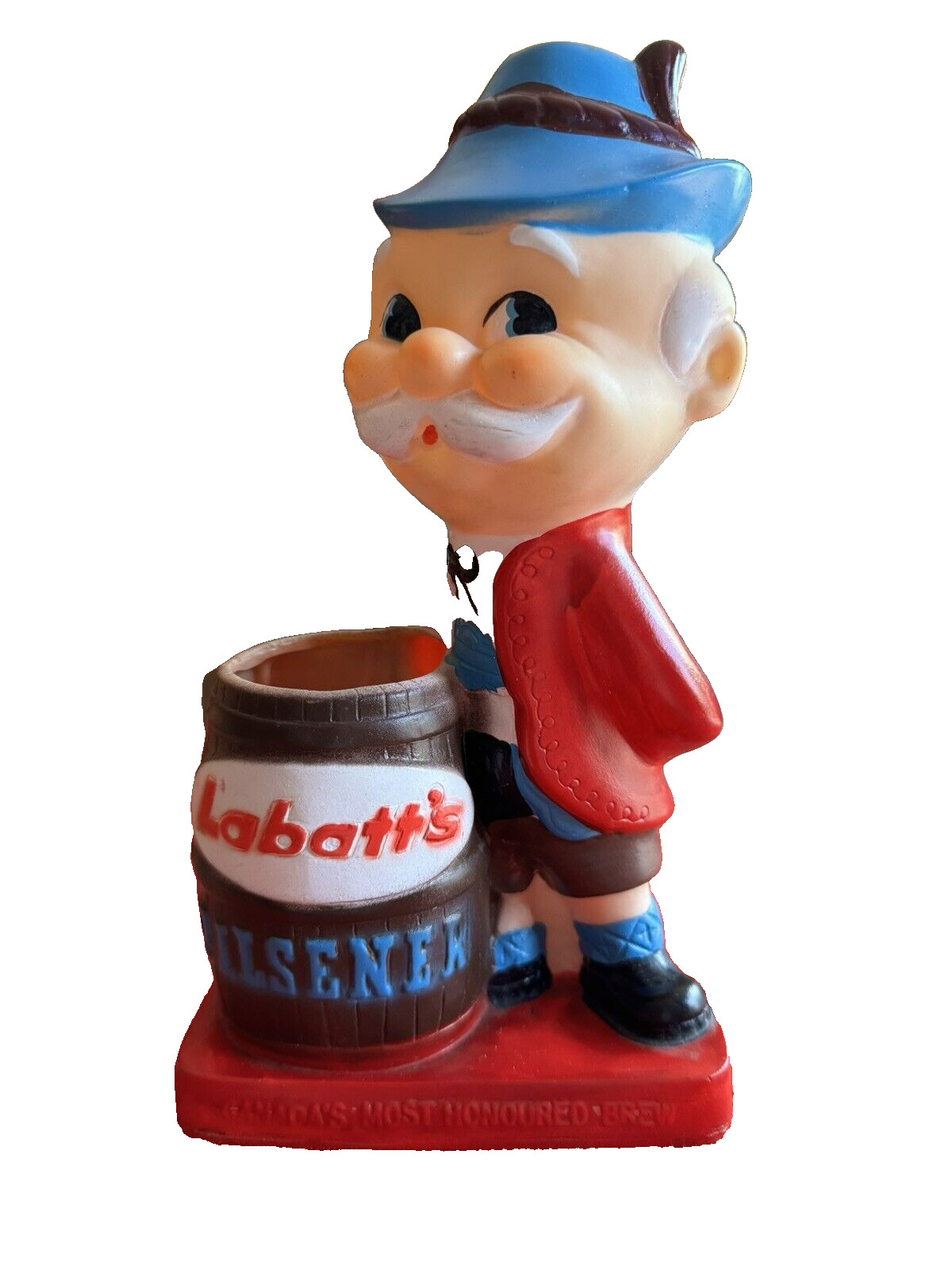 Vintage Labatt\'s Pilsener Beer Display Lederhosen Man w/ Barrel Plastic