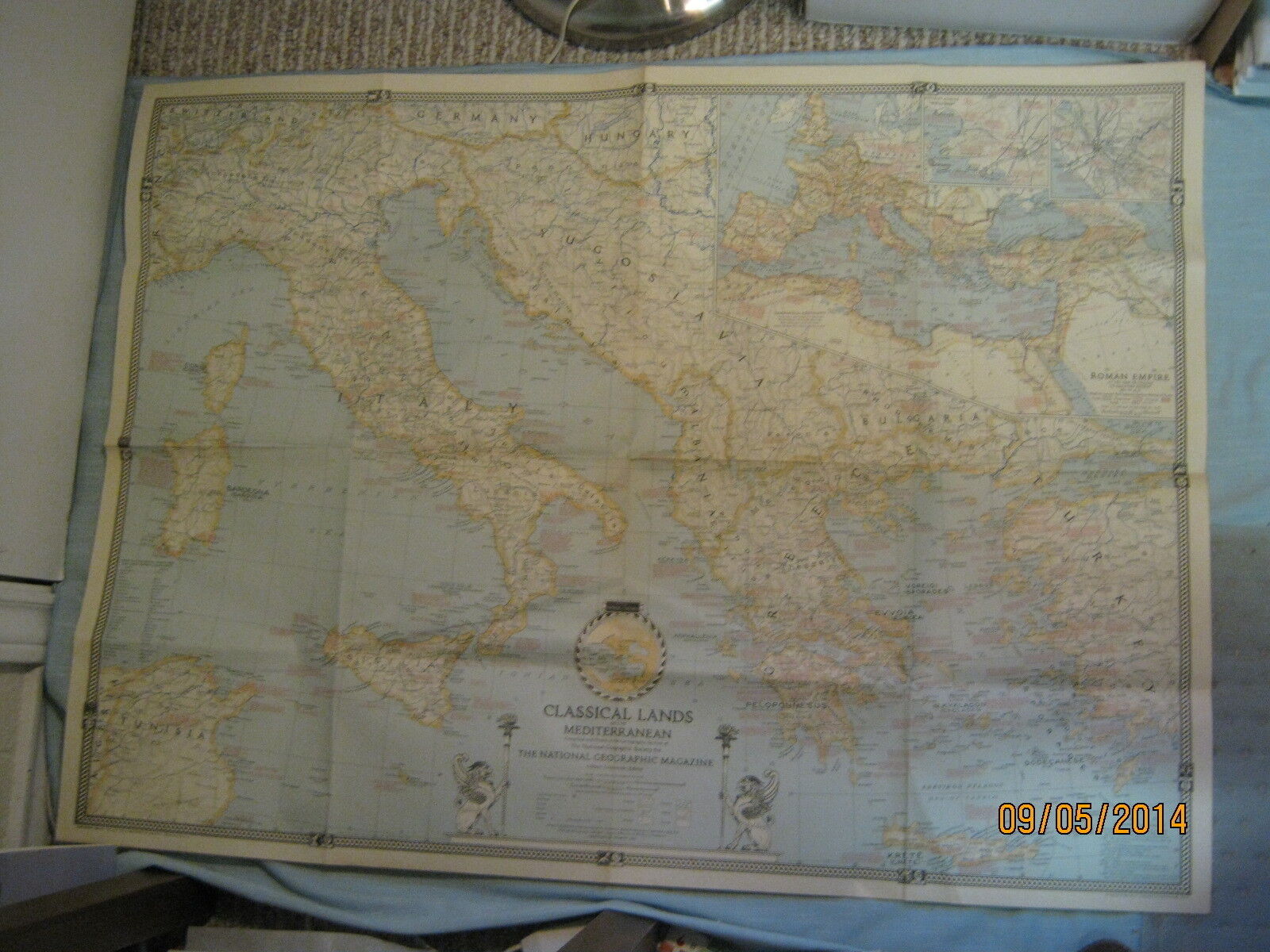 VINTAGE CLASSICAL LANDS OF THE MEDITERRANEAN MAP March 1940 National Geographic