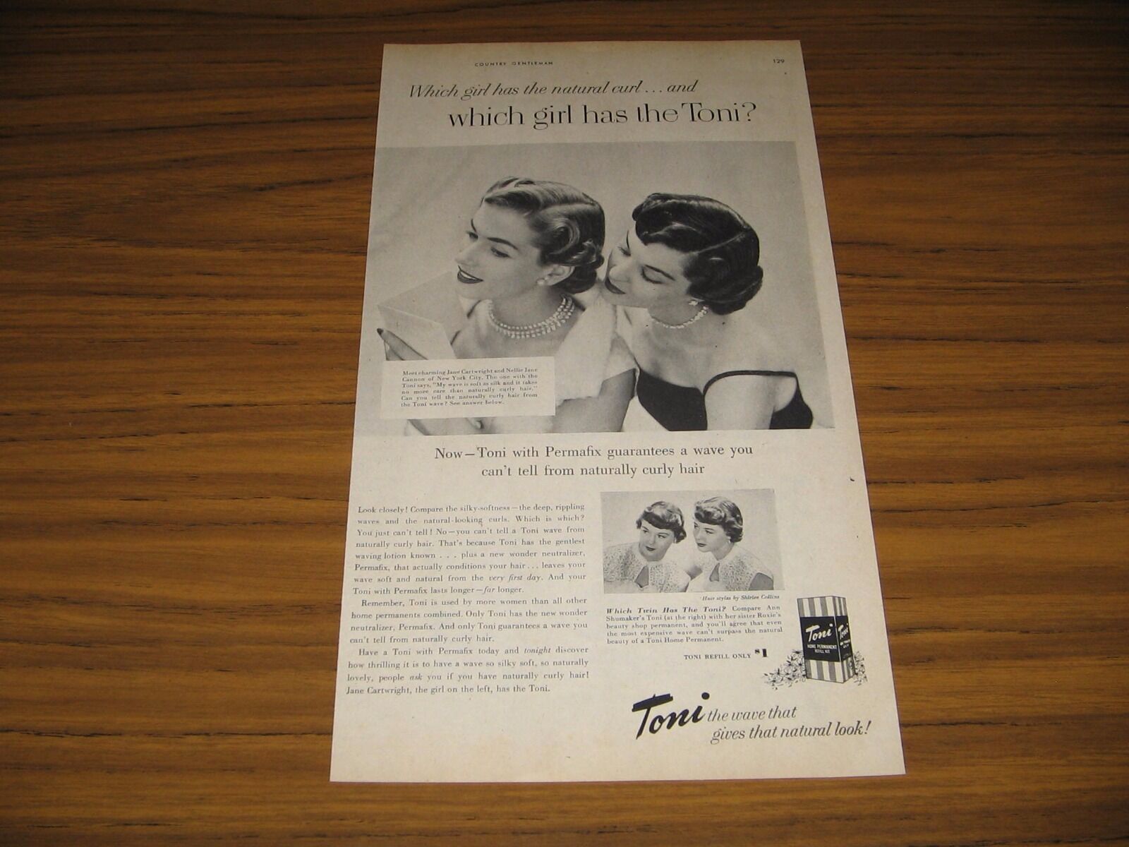 1951 Print Ad Toni Home Permanent Hair Kits 2 Pretty Ladies