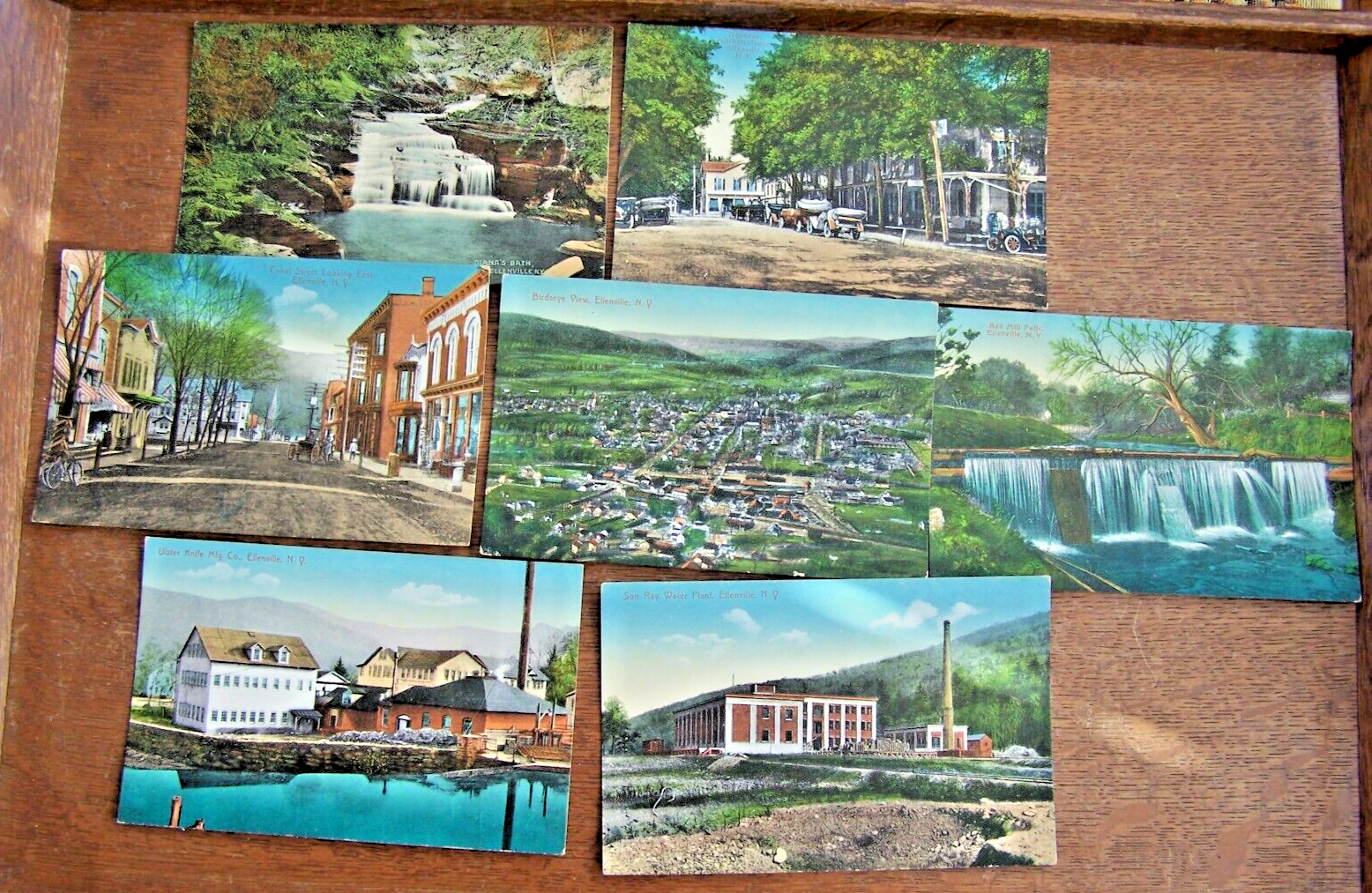 ELLENVILLE, NY-7 ANTIQUE COLOR POSTCARDS-ALL DIFFERENT-UNPOSTED