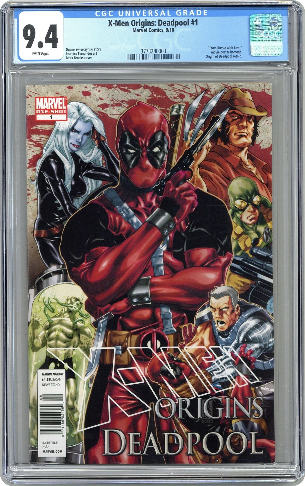 X-Men Origins Deadpool 1D CGC 9.4 Newsstand 2010 3773280003