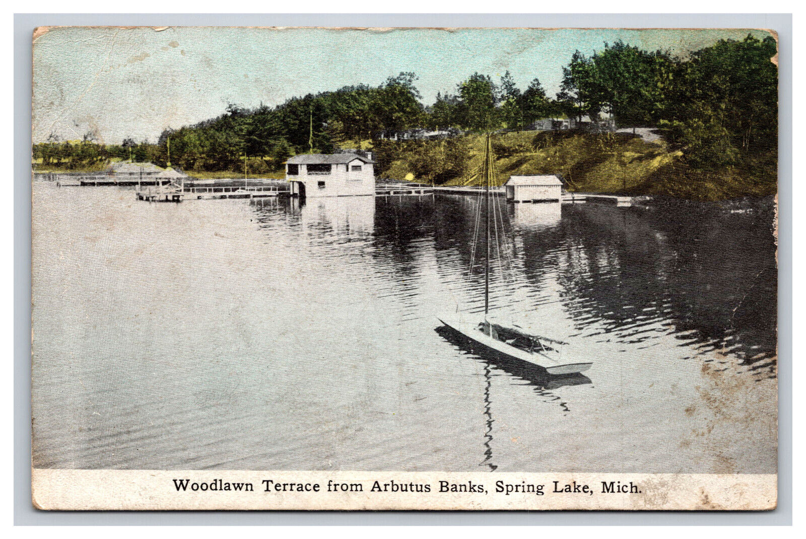 Woodland Terrace From Arbutus Banks, Spring Lake Michigan MI Postcard