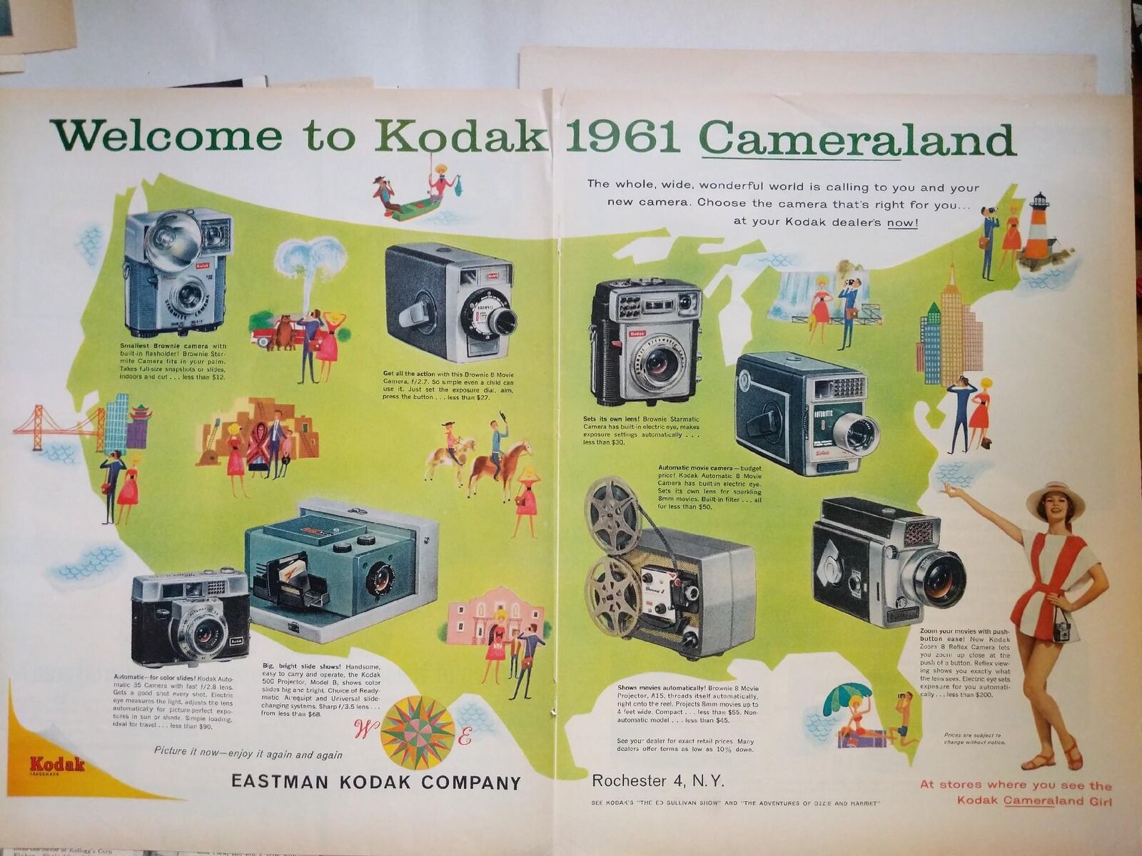 VINTAGE ORIGINAL 1961 EASTMAN KODAK CAMERALAND PRINT MAGAZINE AD
