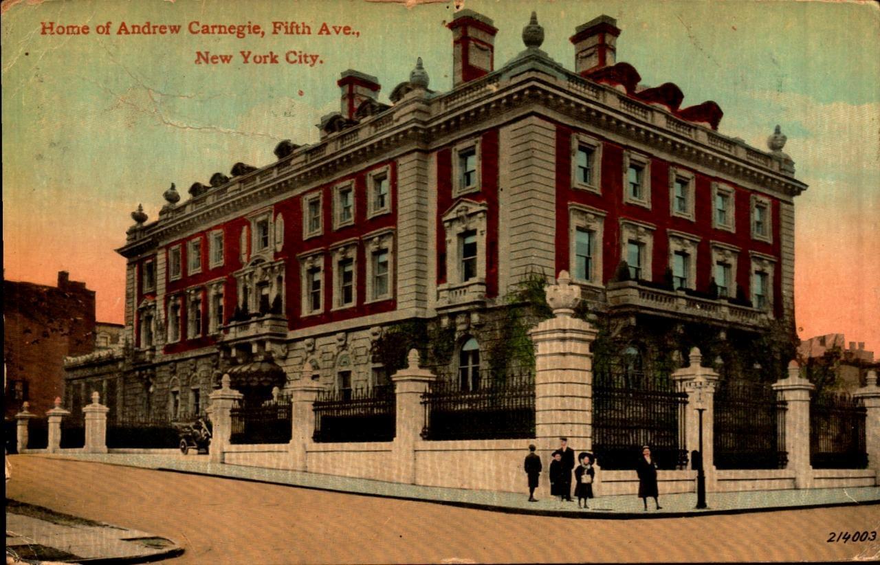 HOME OF ANDREW CARNEGIE NEW YORK CITY-RARE 1909 POSTCARD BK69