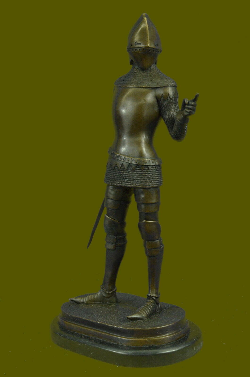 Pure Bronze Metal Statue Marble Medieval Middle Knight Warrior Sculpture Deal