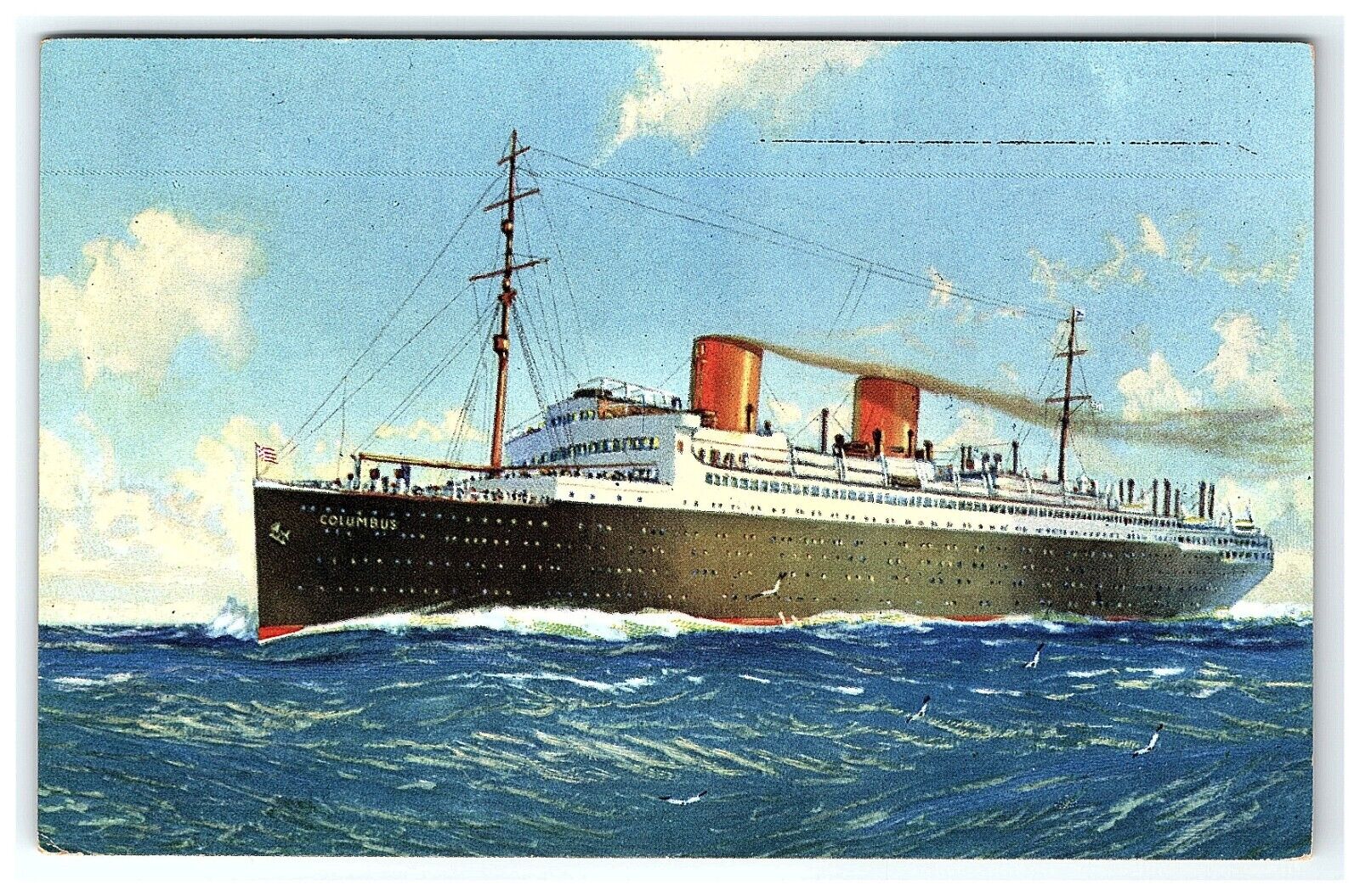 1939 Postcard North German Lloyd On Board SS Columbus Liner Norddeutscher NDL