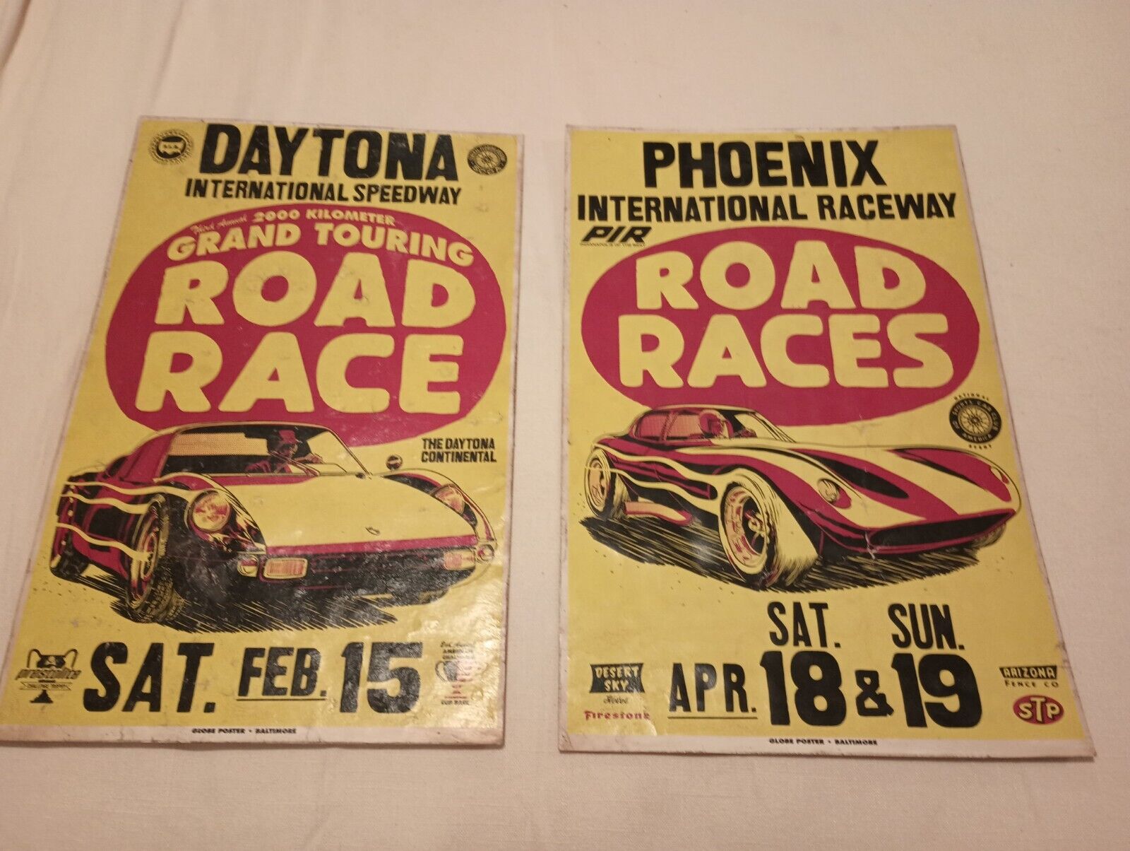 Vintage Original 1950\'s 60s Car Race Posters 17x11