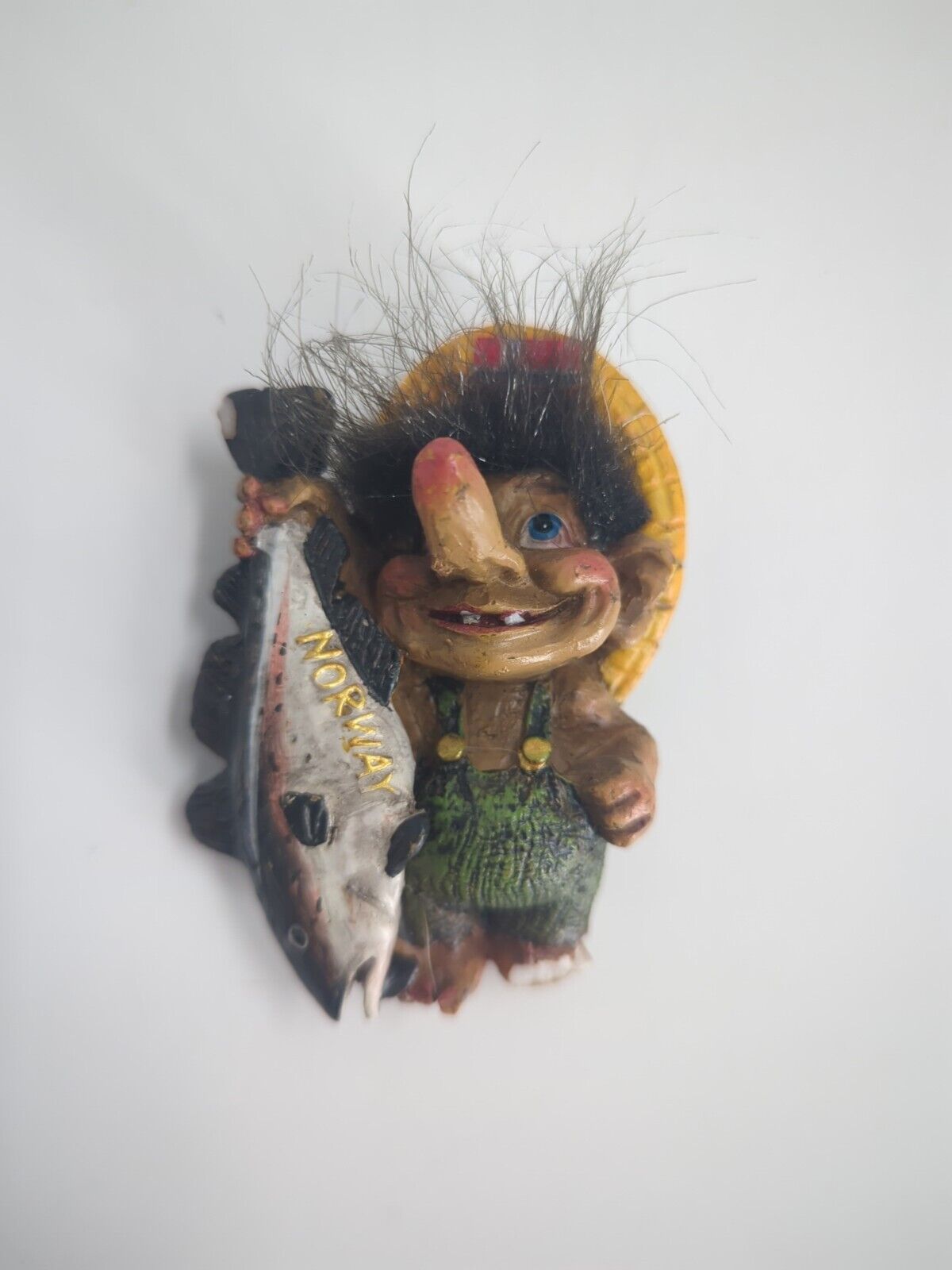 Vintage Nord Souvenir Troll Fisherman Fish Catch of the Day Norway Magnet