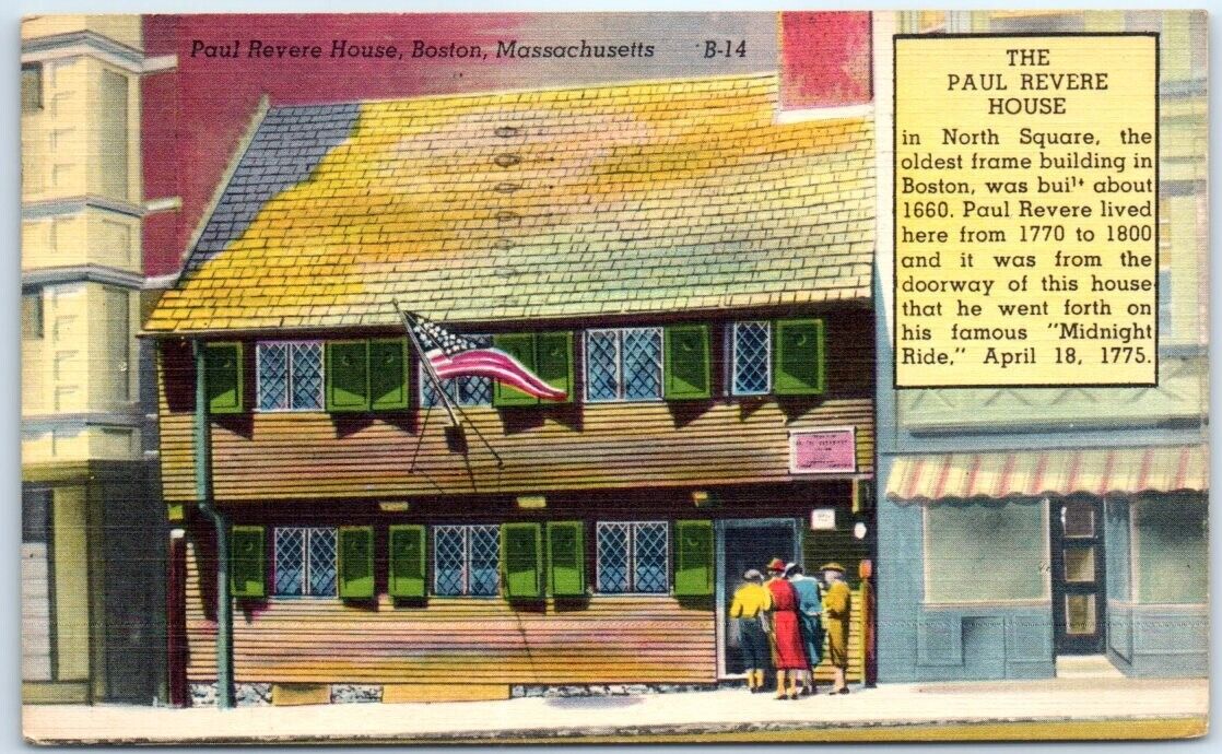 Postcard - Paul Revere House - Boston, Massachusetts
