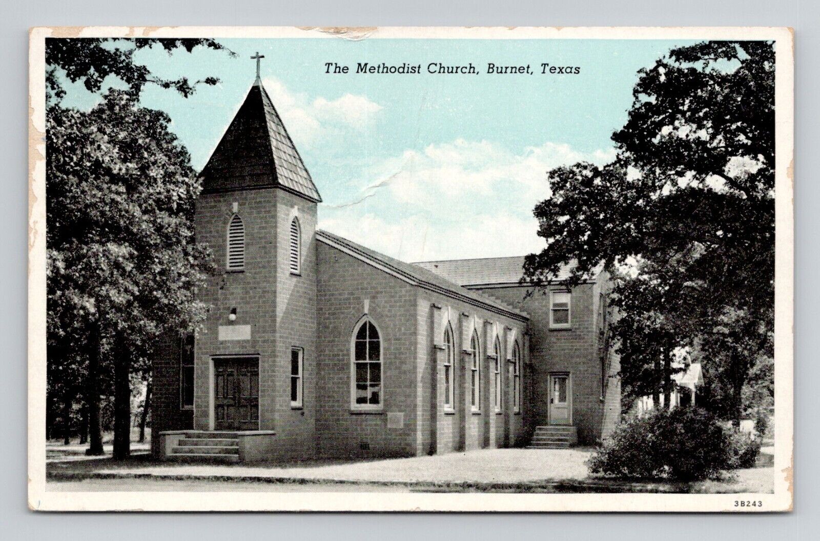 Postcard Methodist Church in Burnet Texas TX, Vintage Chrome J13