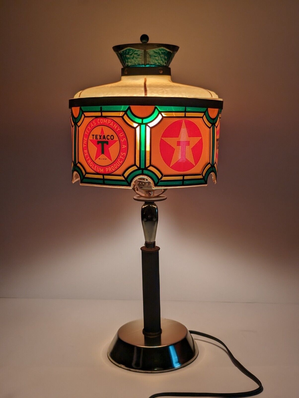 Vintage TEXACO Gas TABLE LAMP 1977 - 75th Anniversary LIGHT, Petroleum