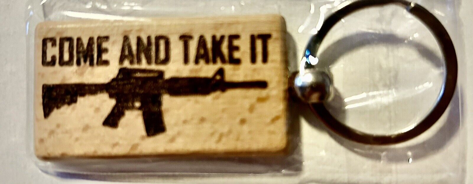 2nd Amendment “Come and Take It” Wooden Key Chain