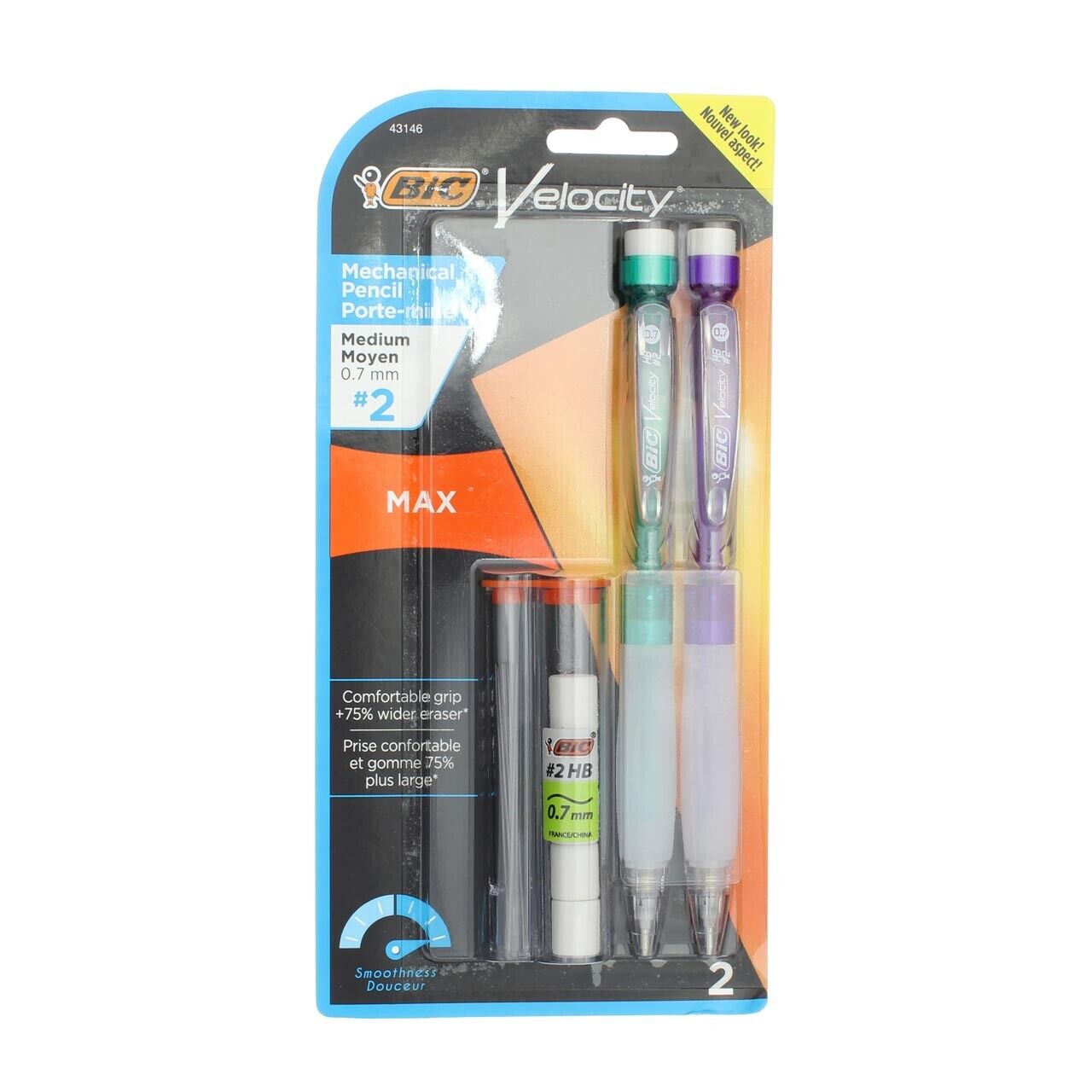 BiC Velocity Max Mechanical Pencil & Refills, 0.7 mm, #2, 2 Ct