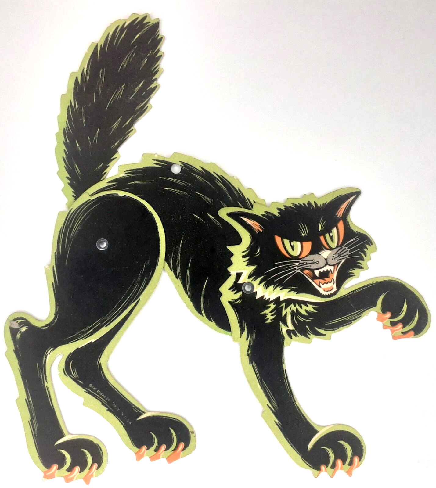 Halloween Black Cat Beistle Embossed Mechanical Jointed Vintage Spooky Decor