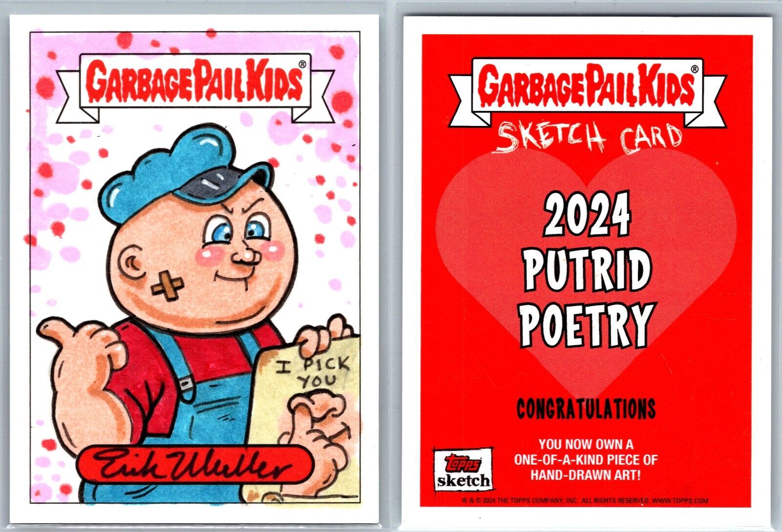 Garbage Pail Kids GPK 2024 Sketch Art Card Putrid Poetry Erik Mueller MINT 1/1