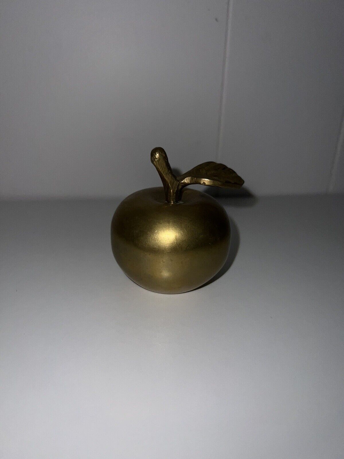 Vintage Solid Brass Apple Figural Hand Bell 2” Teacher\'s Gift Unpolished