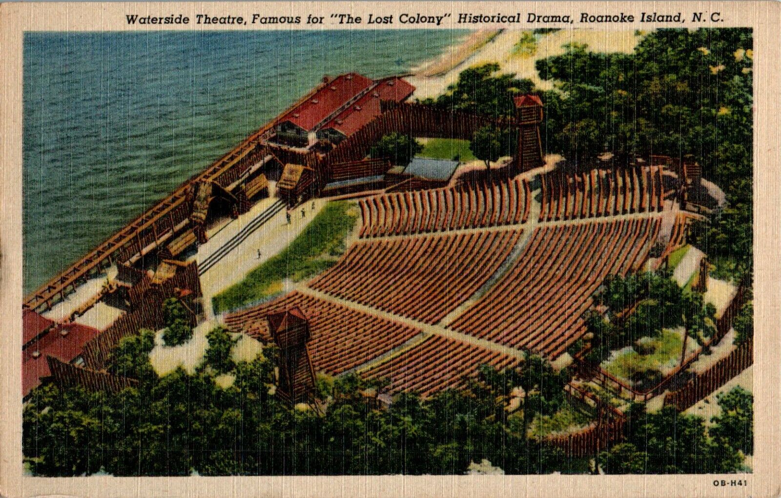 Waterside Theater, Roanoke Island, North Carolina NC 1951 linen Postcard