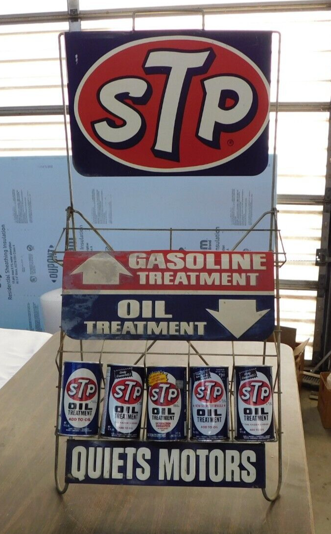 OEM STP Oil Can 1960\'s Display Rack Sign Ford Chevrolet Dodge Pontiac Chrysler