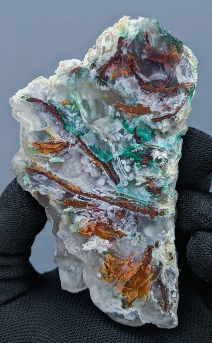 146g Rare Chrysocolla With Copper In Chalcedony Slab Collector Pieces 1MAY54