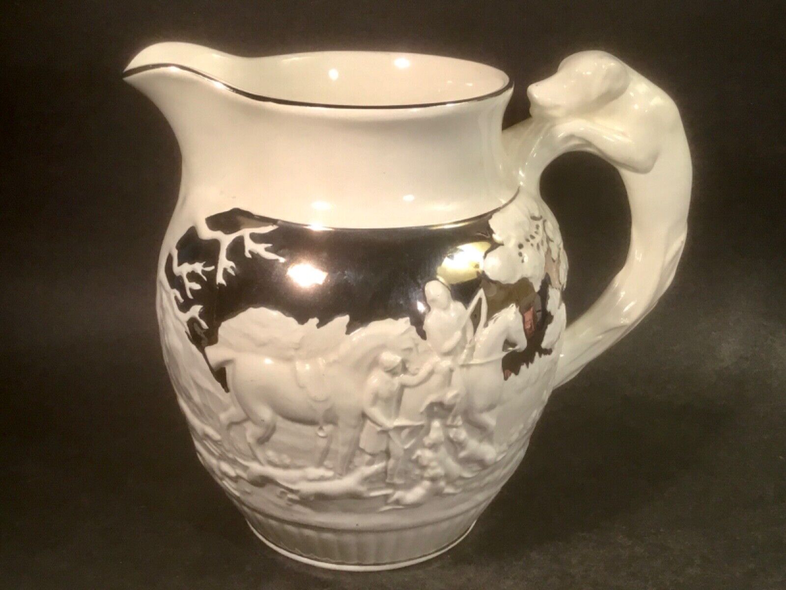 Wedgwood Hunting Pitcher 7.25 inches tall and Hunting Dog Handle