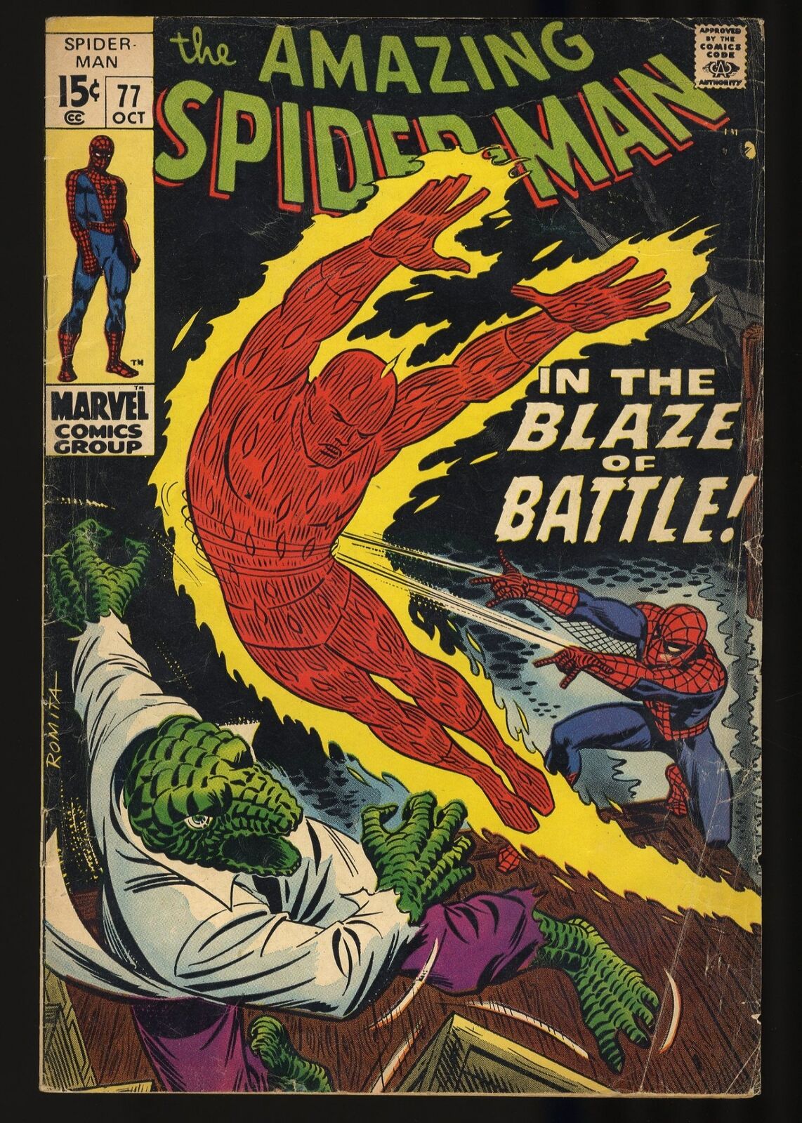 Amazing Spider-Man #77 VG 4.0 Lizard Human Torch Appearance Marvel 1969