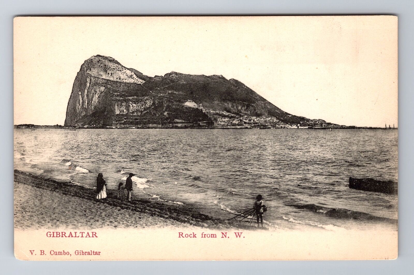 V.B. Cumbo Gibraltar, Rock From North West, Antique Vintage Souvenir Postcard