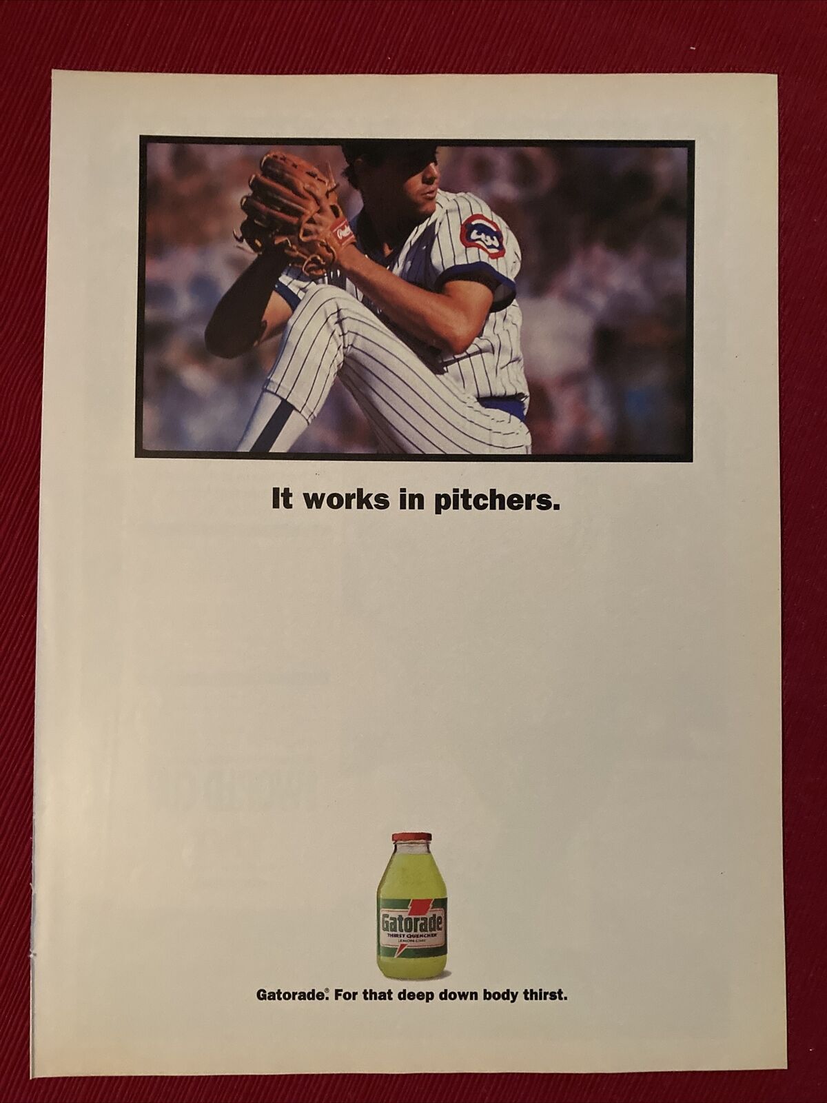 Greg Maddux Chicago Cubs Gatorade Drinks 1990 Print Ad - Great to frame
