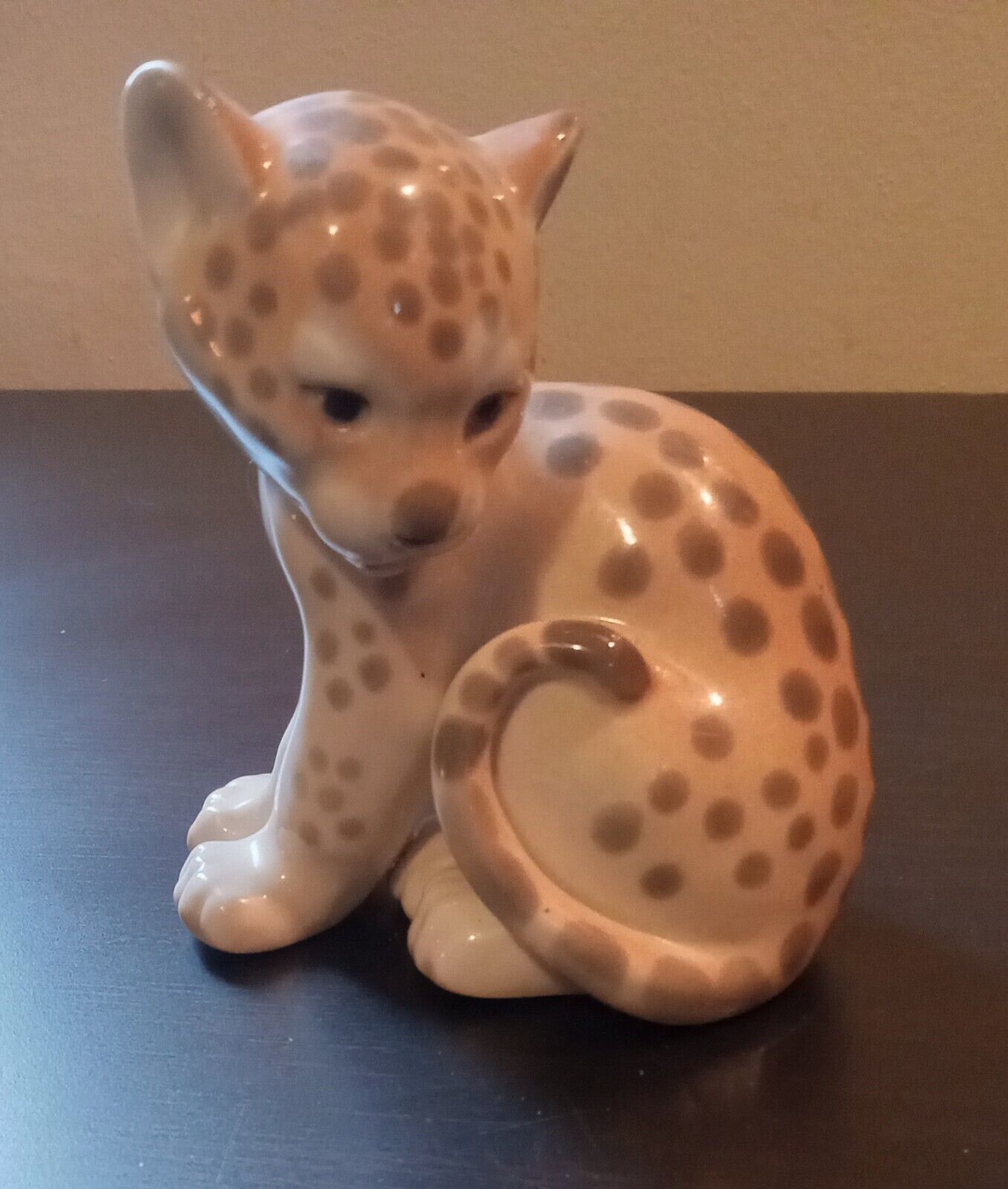 Lomonosov Vintage USSR Porcelain Leopard  Cheetah Cub Kitten Figurine