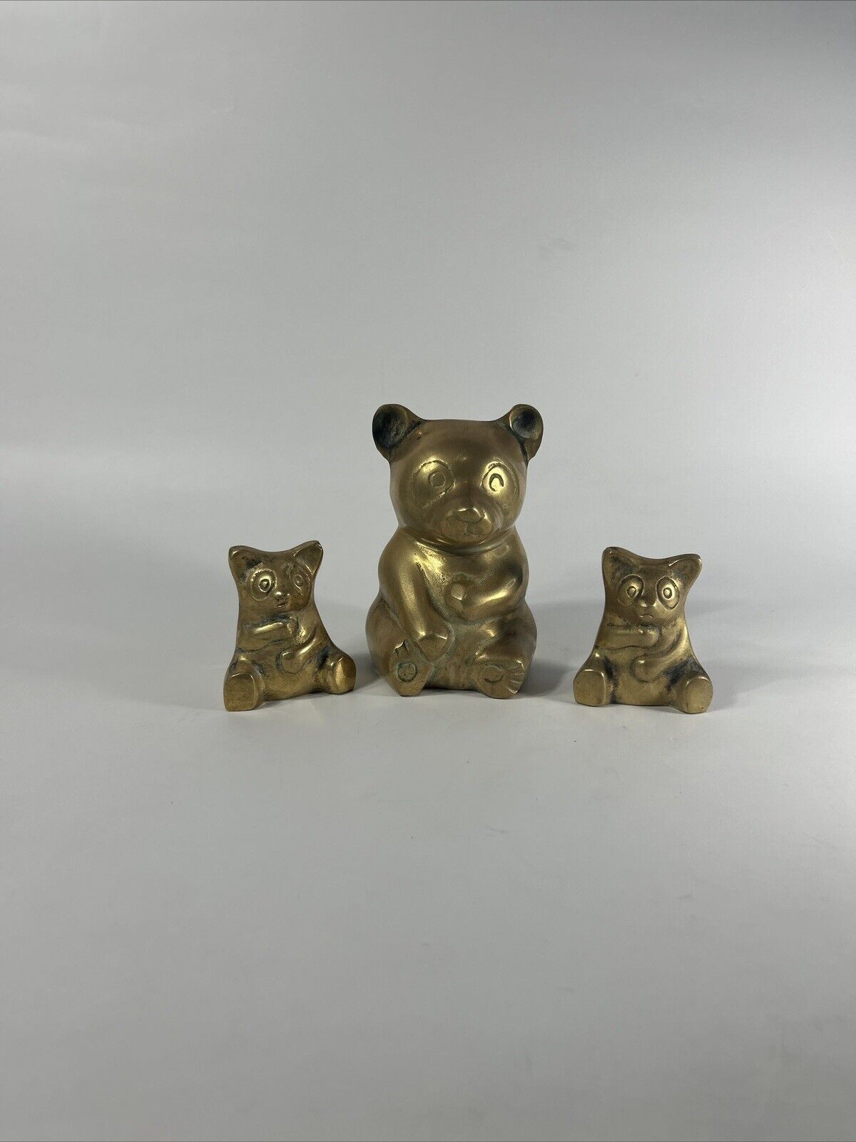 Vintage Brass Pandas Leonard's Towle Company Original Bear Figurines