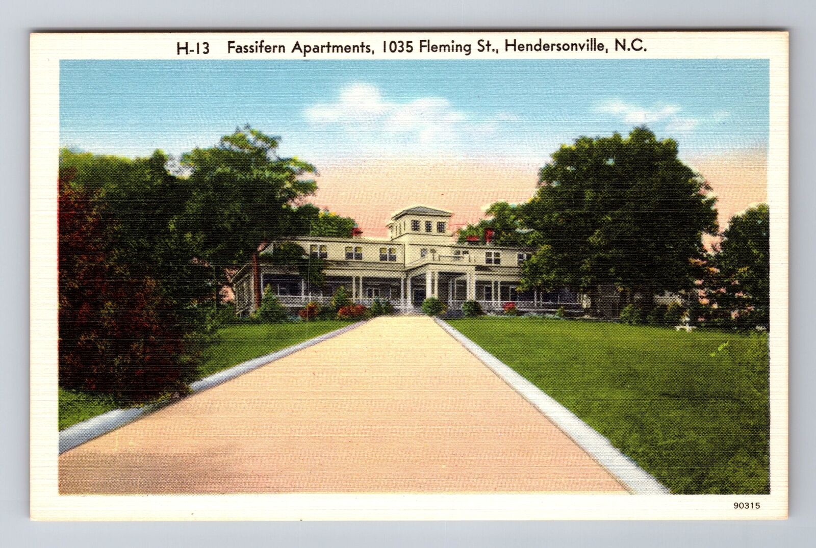 Hendersonville NC-North Carolina, Fassifern Apartments Souvenir Vintage Postcard