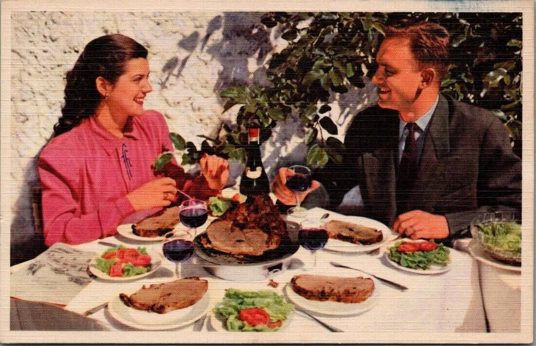 Pan American World Airways Issue Couple Dining Beef Wine Buenos Aires Clipper