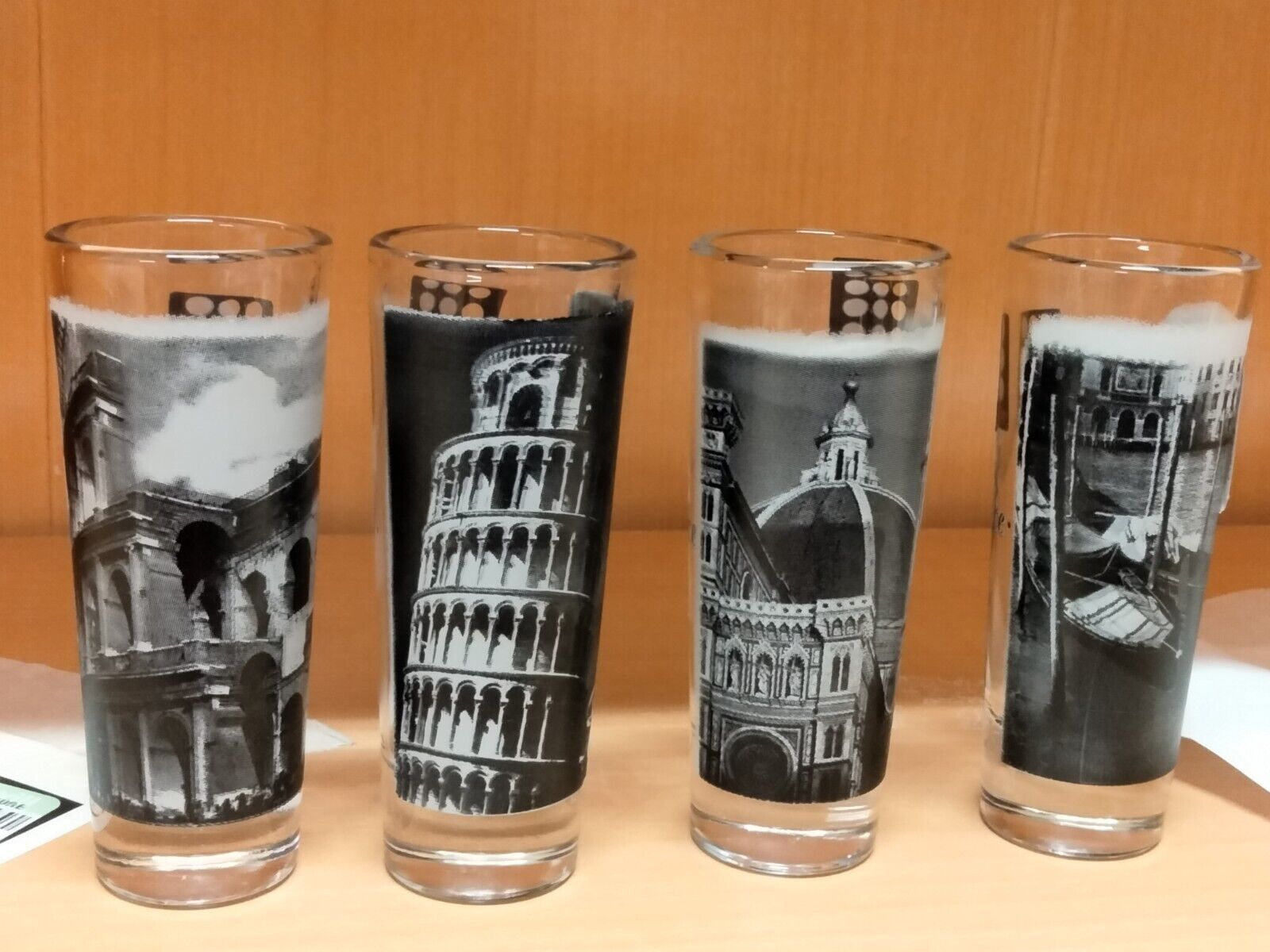 New Shot Glasses 4 Circleware Made In Italy  Each Depicks Different Italian Site