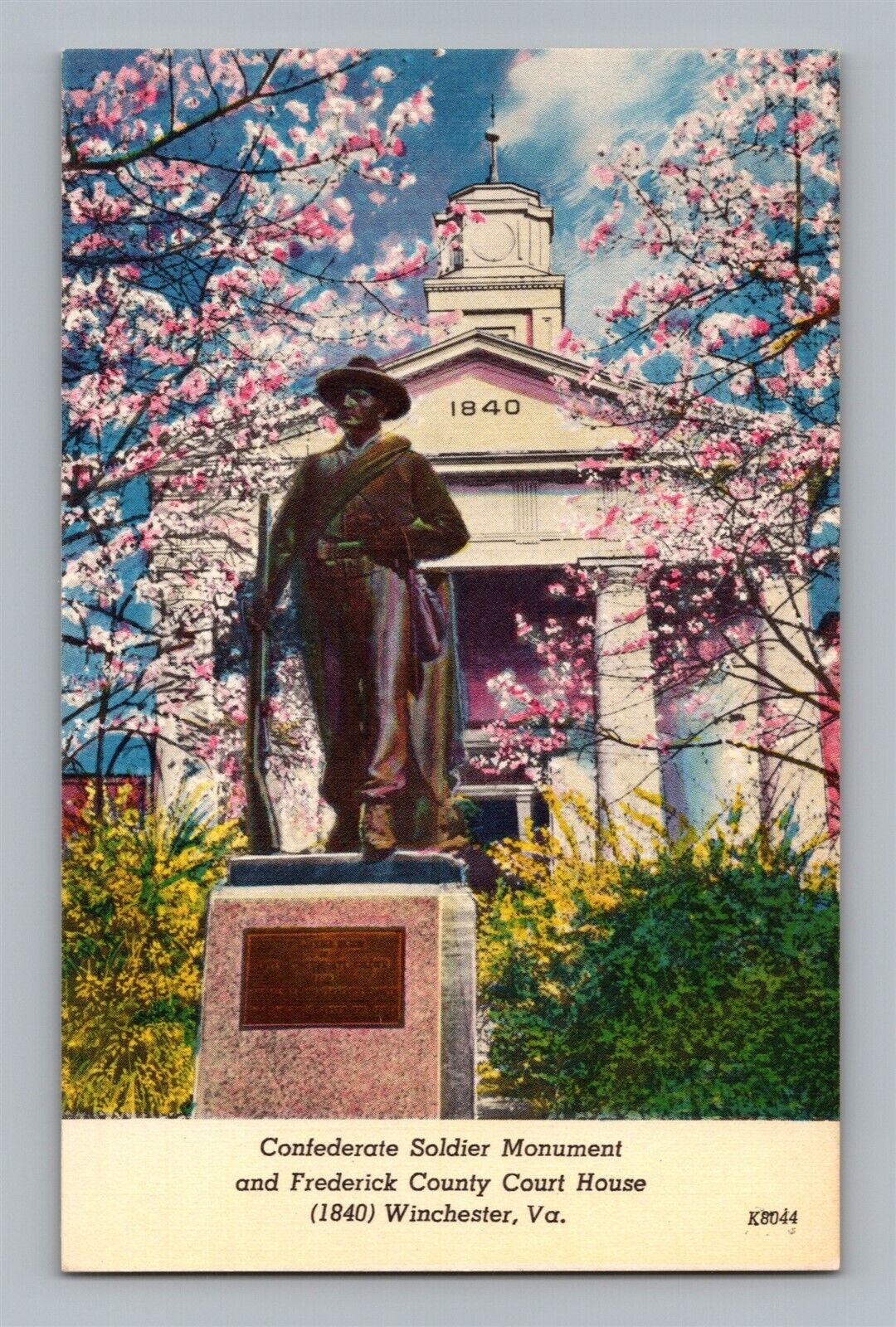 Postcard VA Winchester Virginia Confederate Soldier Monument & Courthouse O29