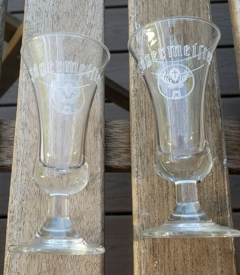 Jagermeister Footed Cordial Shot Glasses Barware Buck Set of 2 - 2cl Each