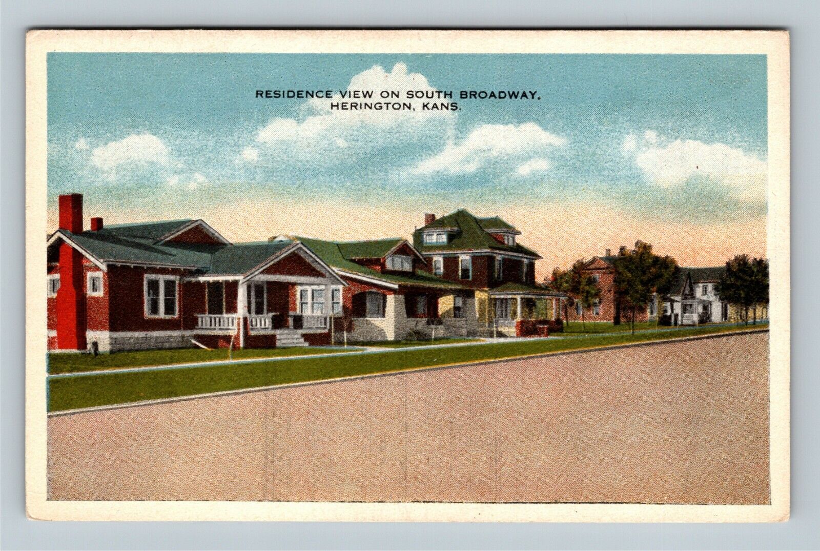 Herington KS, South Broadway Neighborhood, Bungalow\'s Kansas Vintage Postcard