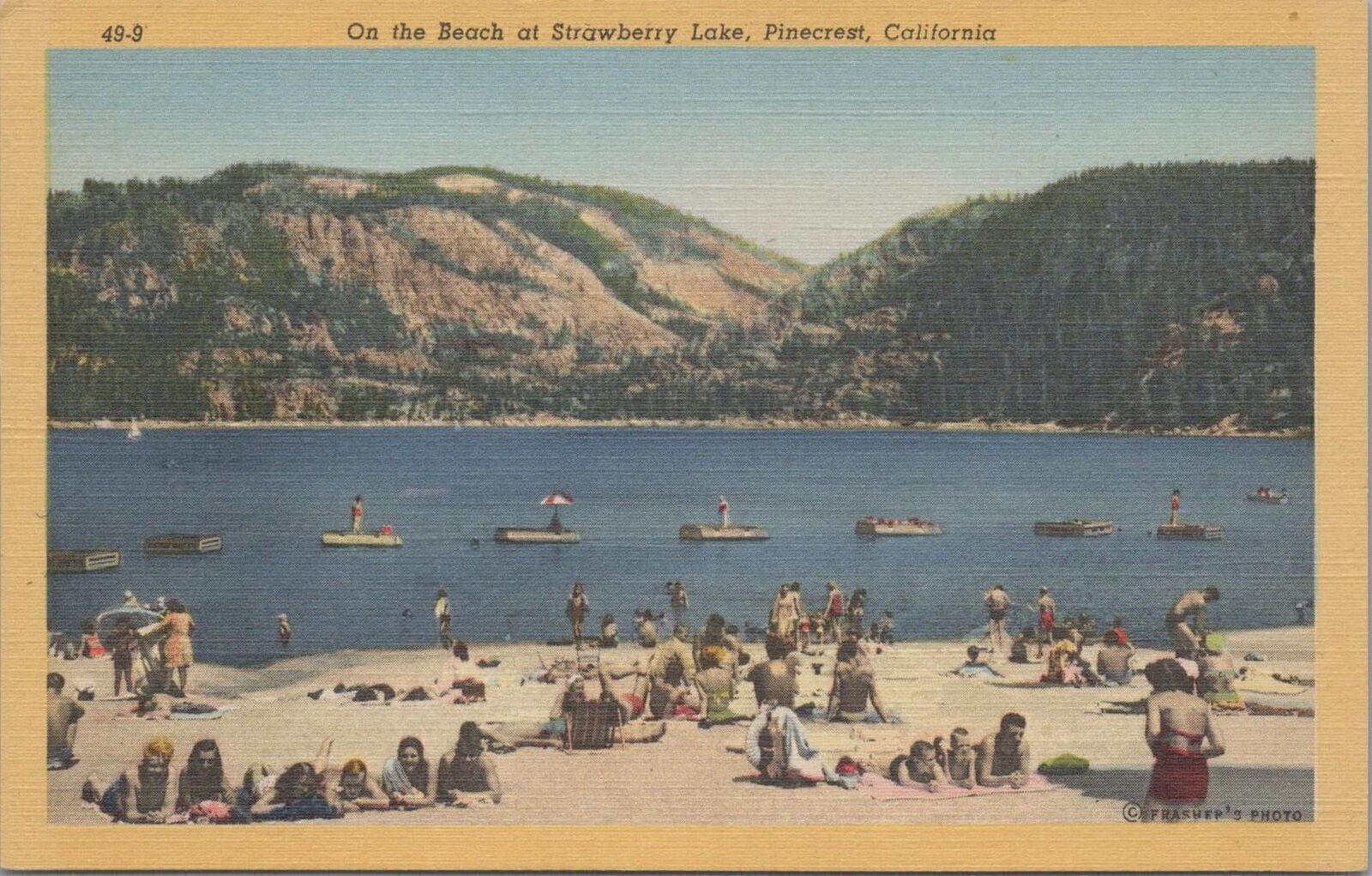 Postcard On the Beach at Strawberry Lake Pinecrest CA 