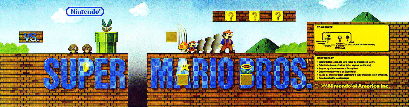 Super Mario Bros. (Nintendo Vs) Arcade Marquee/Sign (22.3