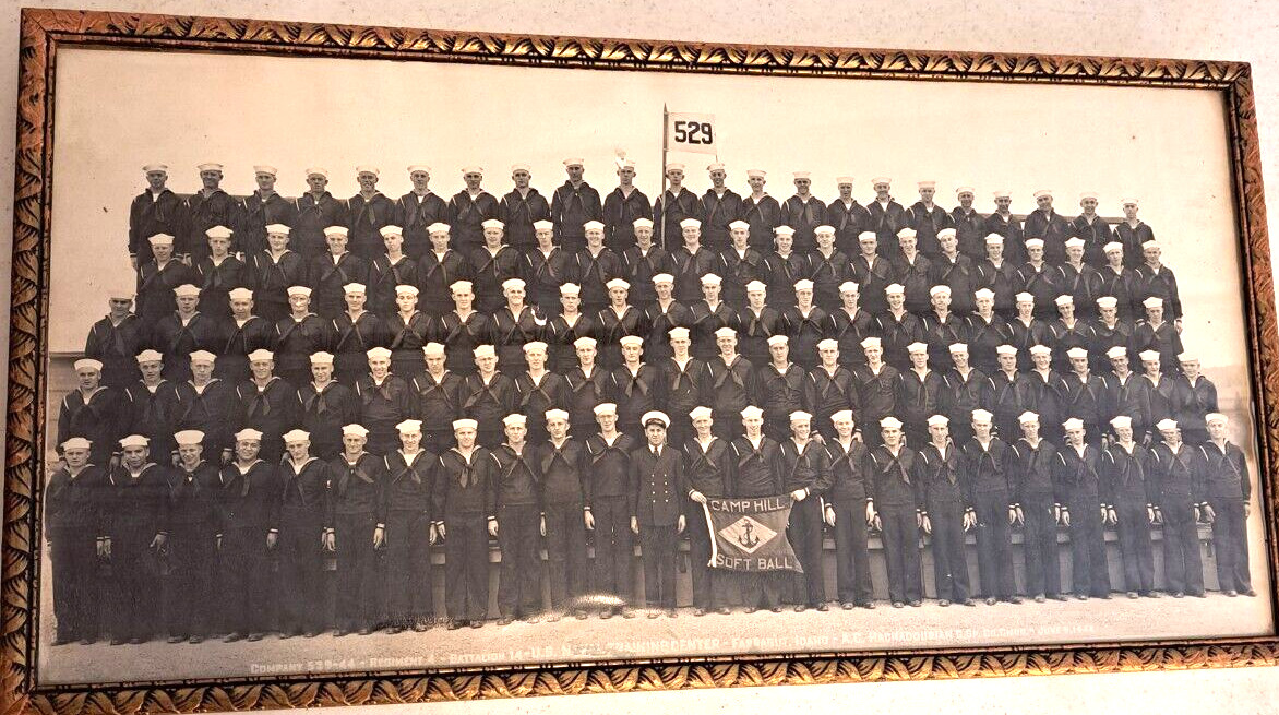 1944 Photo Com 529-44 Regiment A Battalion 14 US Navy Training Center Soft Ball
