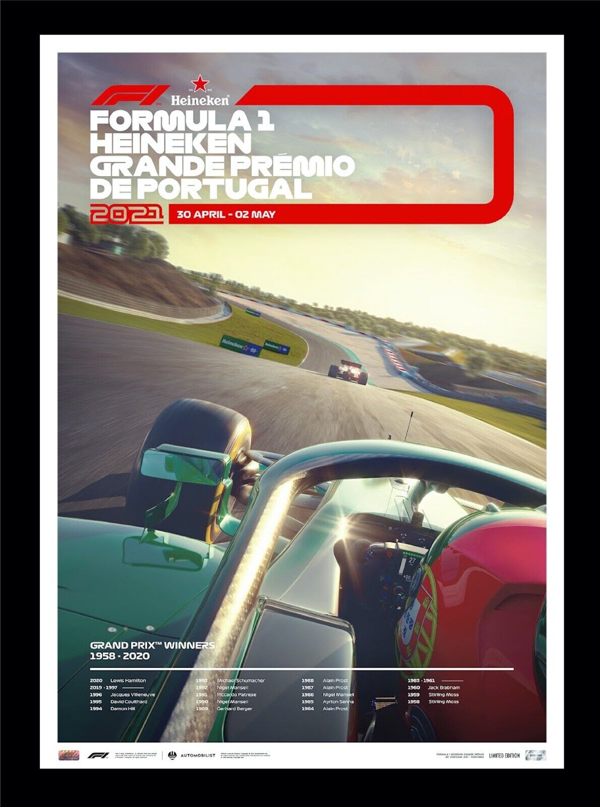 2021 Formula 1 F1 Portugal Grand Prix Limited Edition Poster Heineken Algarve