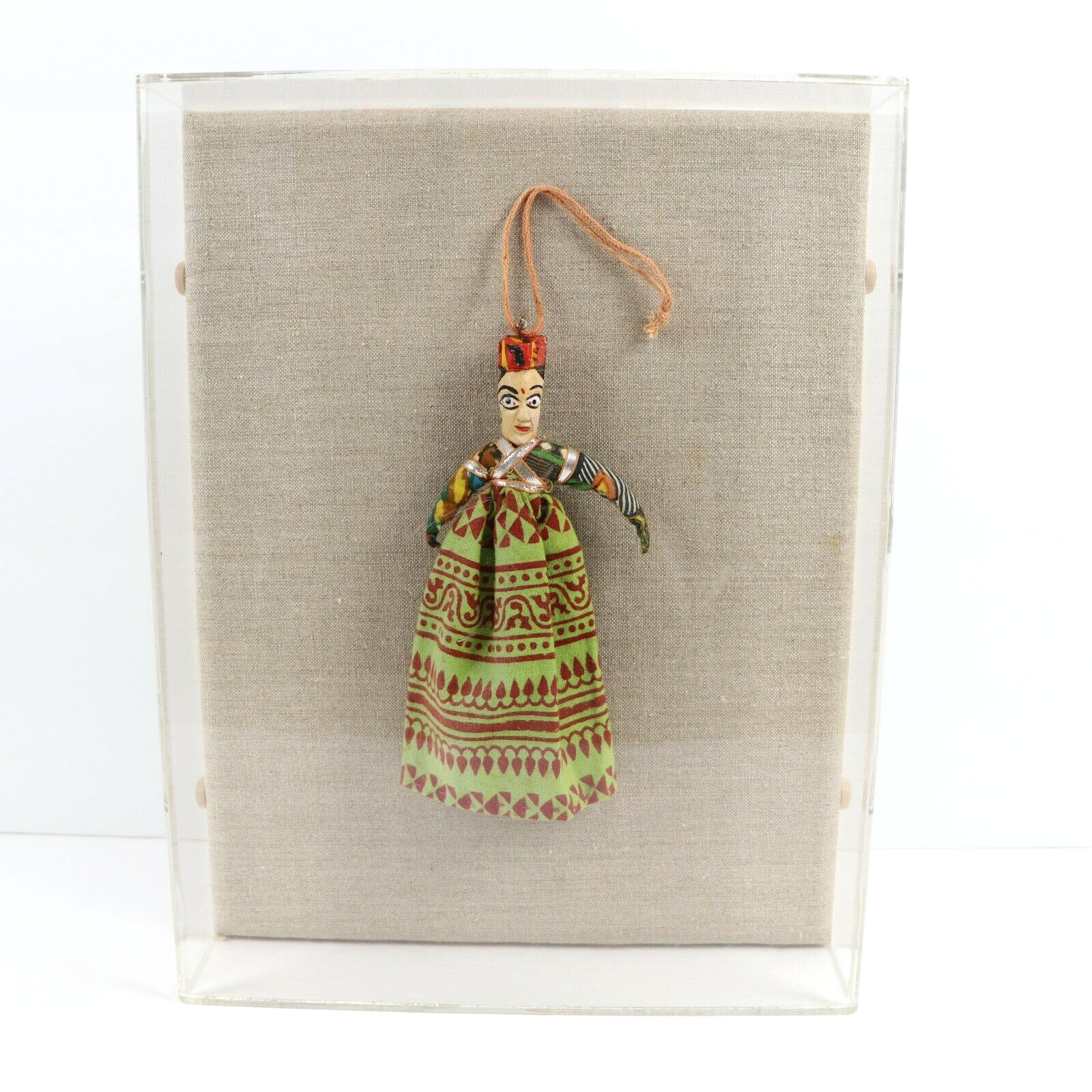 Vintage Carved India Handmade Hanging Puppet Doll Rajasthani Kathputli Folk Art