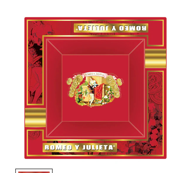 ROMEO Y JULIETA Large Cigar Ashtray Red Ceramic Gold Accents