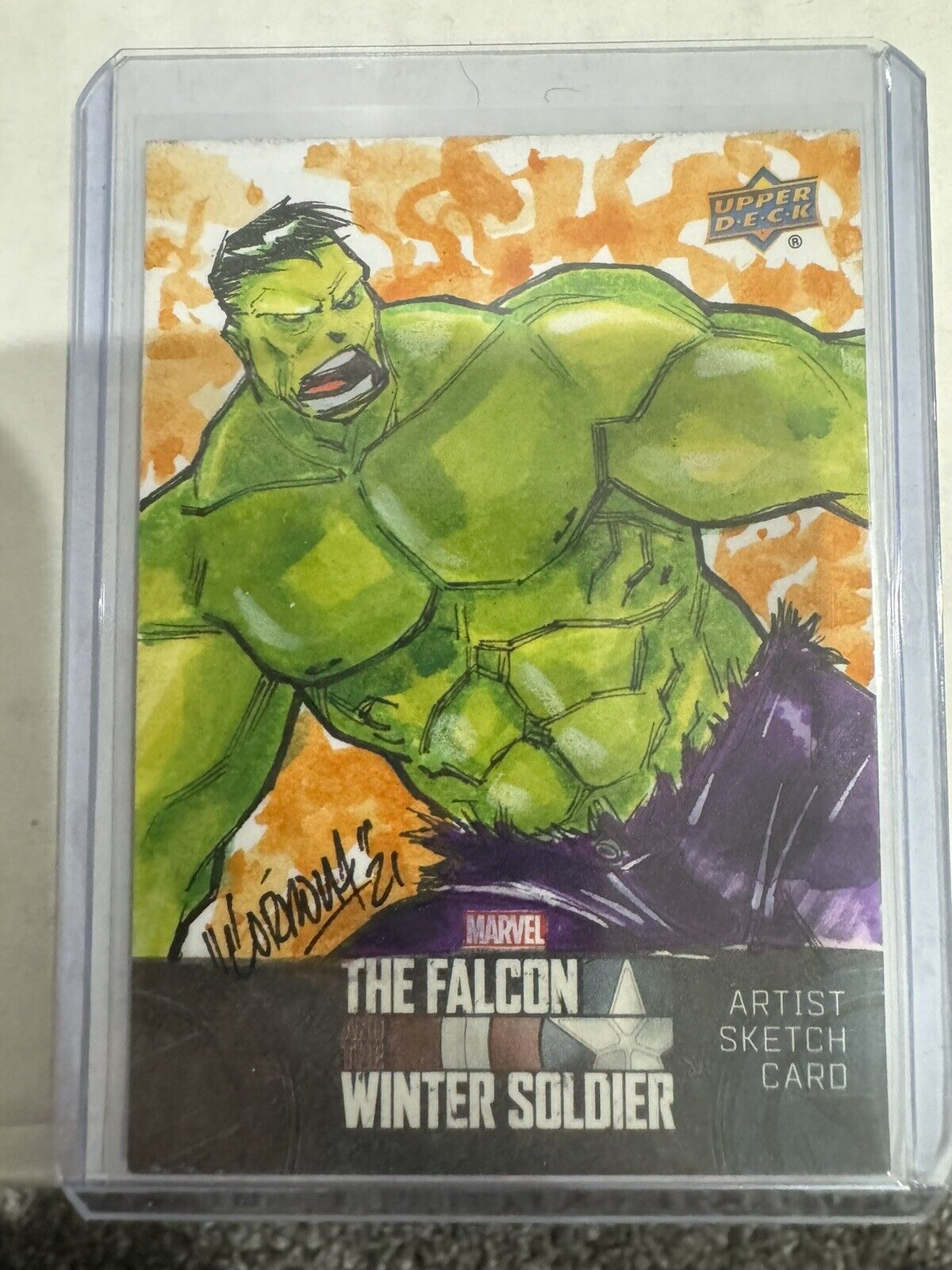 Upper Deck Falcon Winter Soldier Hulk Sketch Card By Cordona
